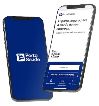 Aplicativo Porto Saúde exibido em dois celulares